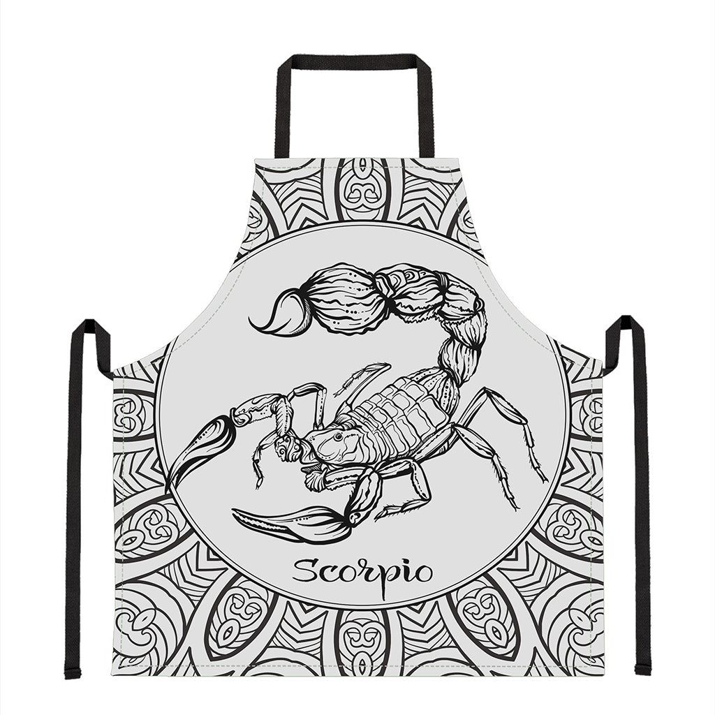 White And Black Scorpio Sign Print Apron