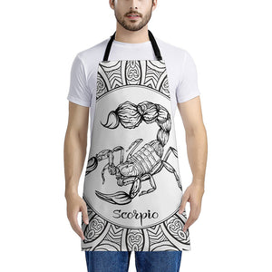 White And Black Scorpio Sign Print Apron