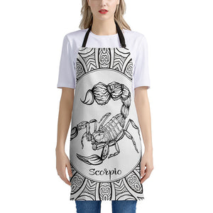 White And Black Scorpio Sign Print Apron