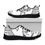 White And Black Scorpio Sign Print Black Sneakers