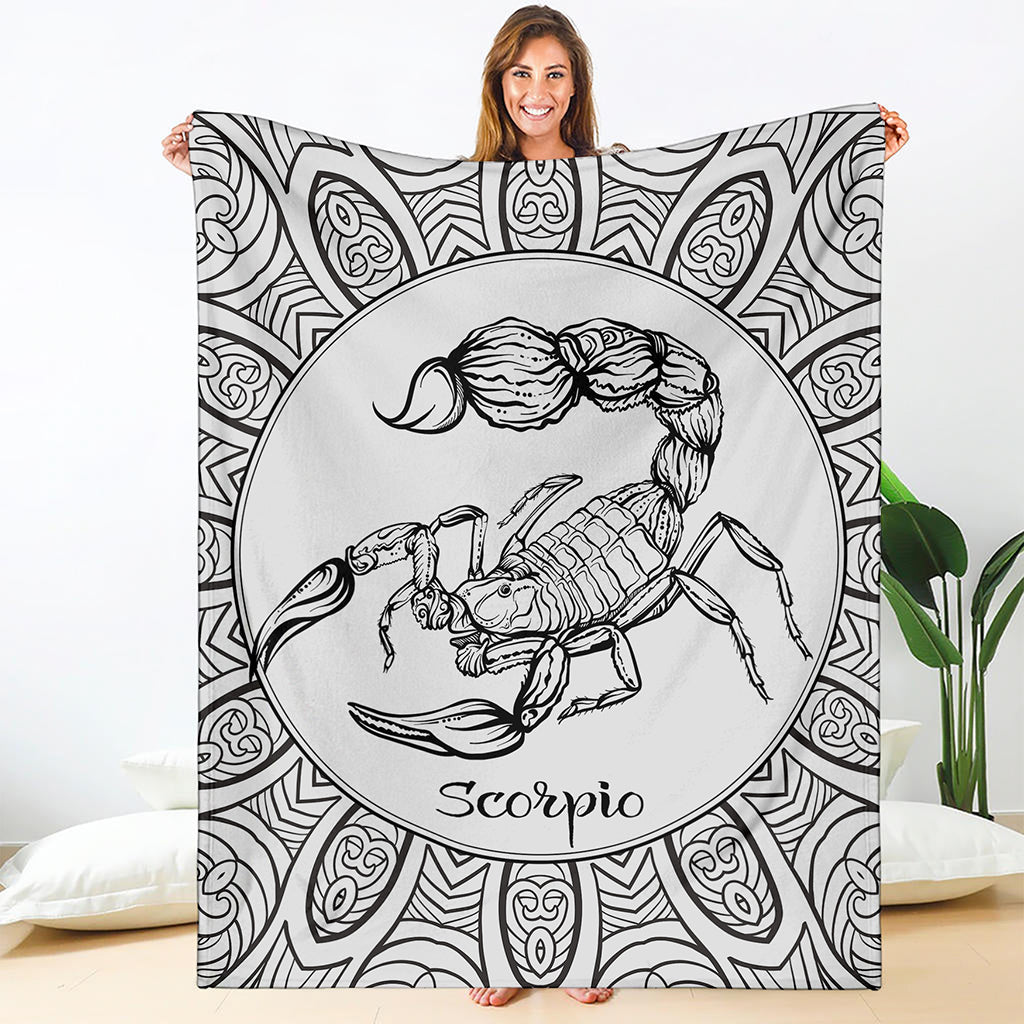 White And Black Scorpio Sign Print Blanket
