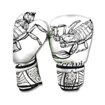 White And Black Scorpio Sign Print Boxing Gloves
