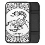 White And Black Scorpio Sign Print Car Center Console Cover