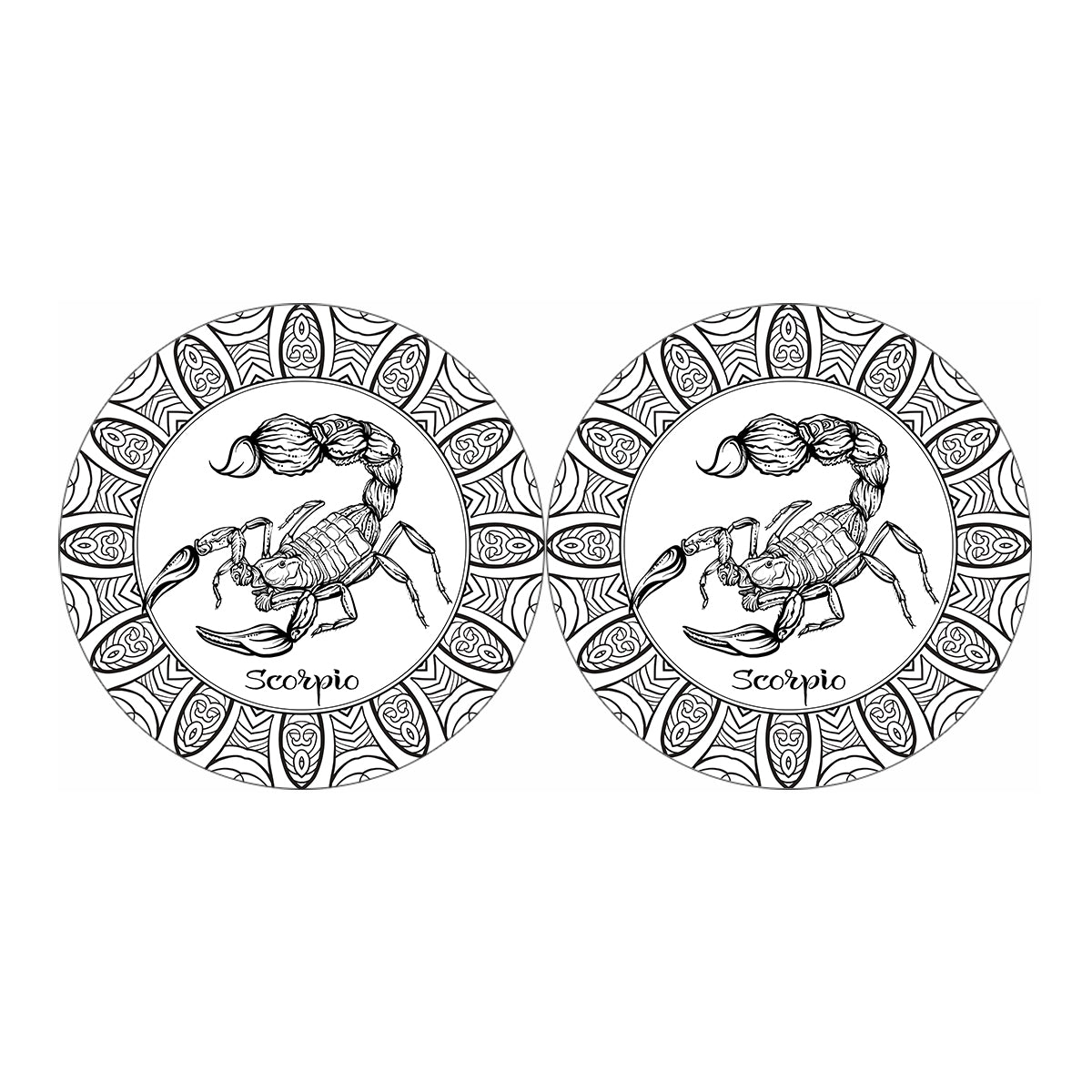 White And Black Scorpio Sign Print Car Coasters