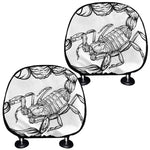 White And Black Scorpio Sign Print Car Headrest Covers