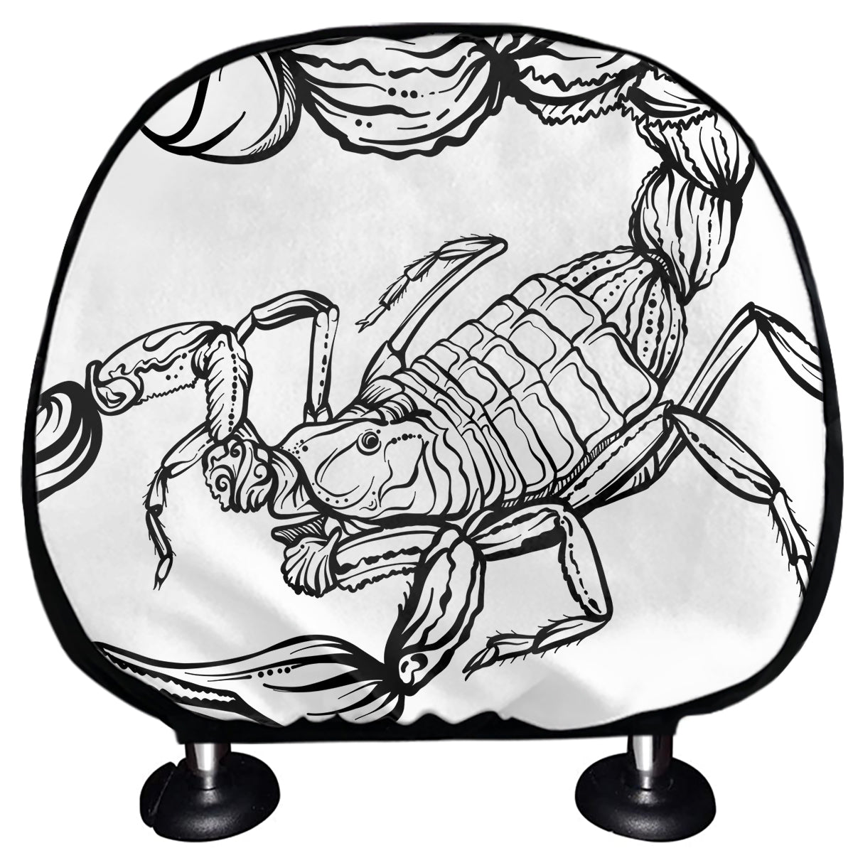 White And Black Scorpio Sign Print Car Headrest Covers