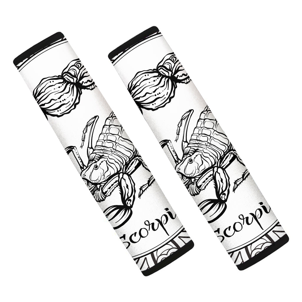 White And Black Scorpio Sign Print Car Seat Belt Covers