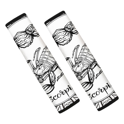 White And Black Scorpio Sign Print Car Seat Belt Covers