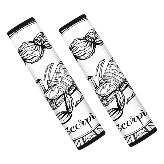 White And Black Scorpio Sign Print Car Seat Belt Covers
