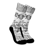 White And Black Scorpio Sign Print Crew Socks