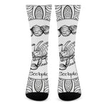 White And Black Scorpio Sign Print Crew Socks