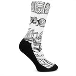 White And Black Scorpio Sign Print Crew Socks