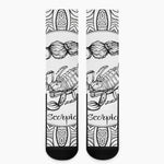 White And Black Scorpio Sign Print Crew Socks