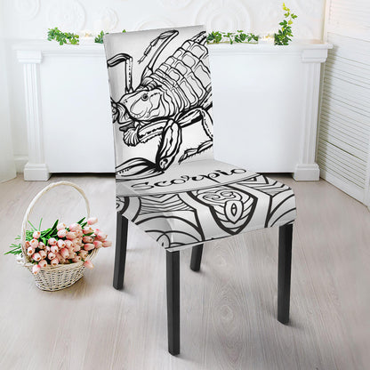 White And Black Scorpio Sign Print Dining Chair Slipcover