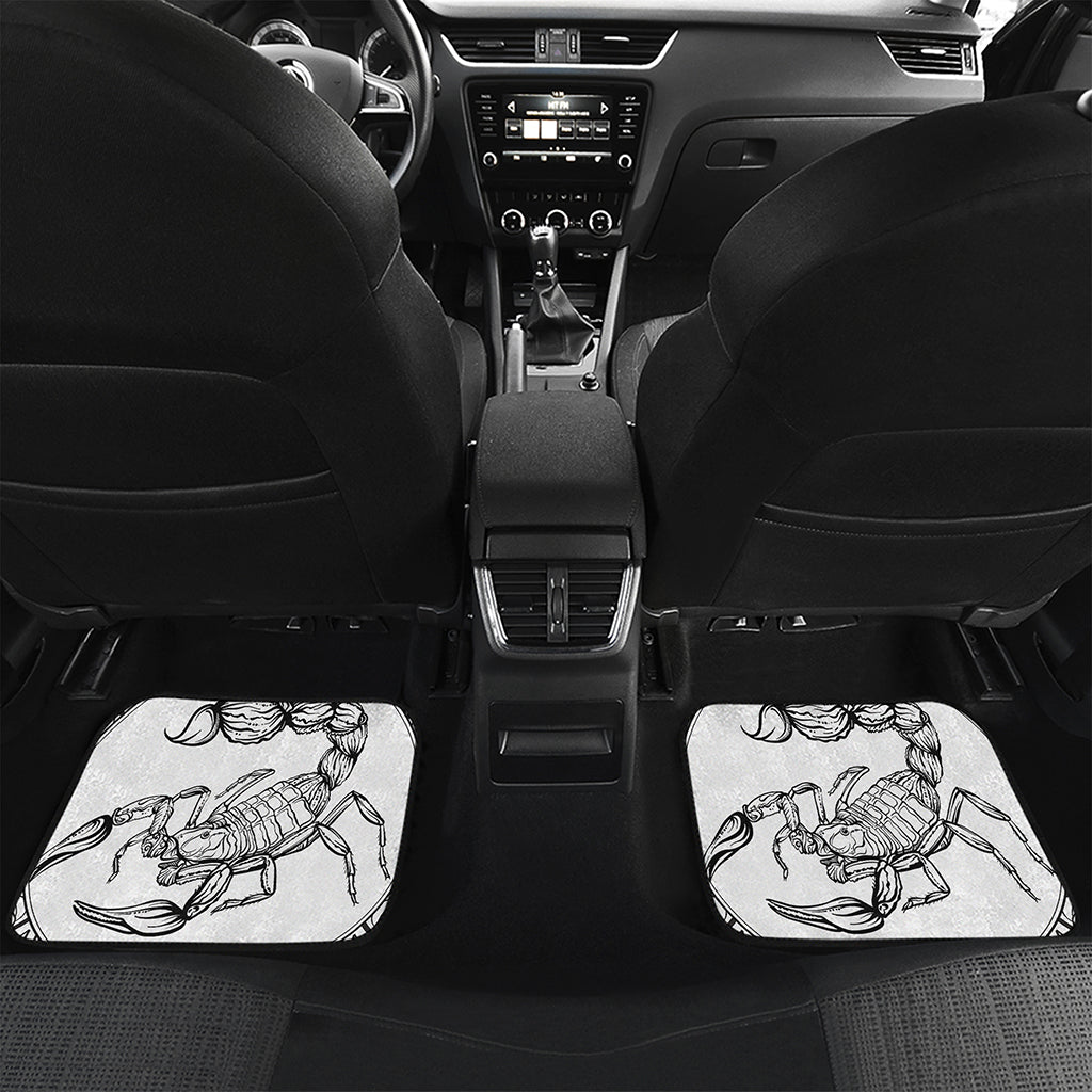 White And Black Scorpio Sign Print Front and Back Car Floor Mats
