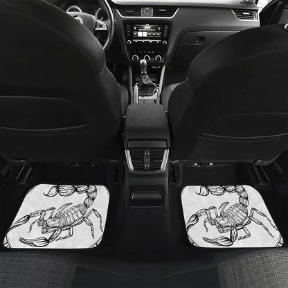 White And Black Scorpio Sign Print Front and Back Car Floor Mats