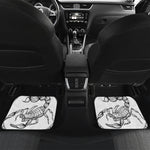 White And Black Scorpio Sign Print Front and Back Car Floor Mats