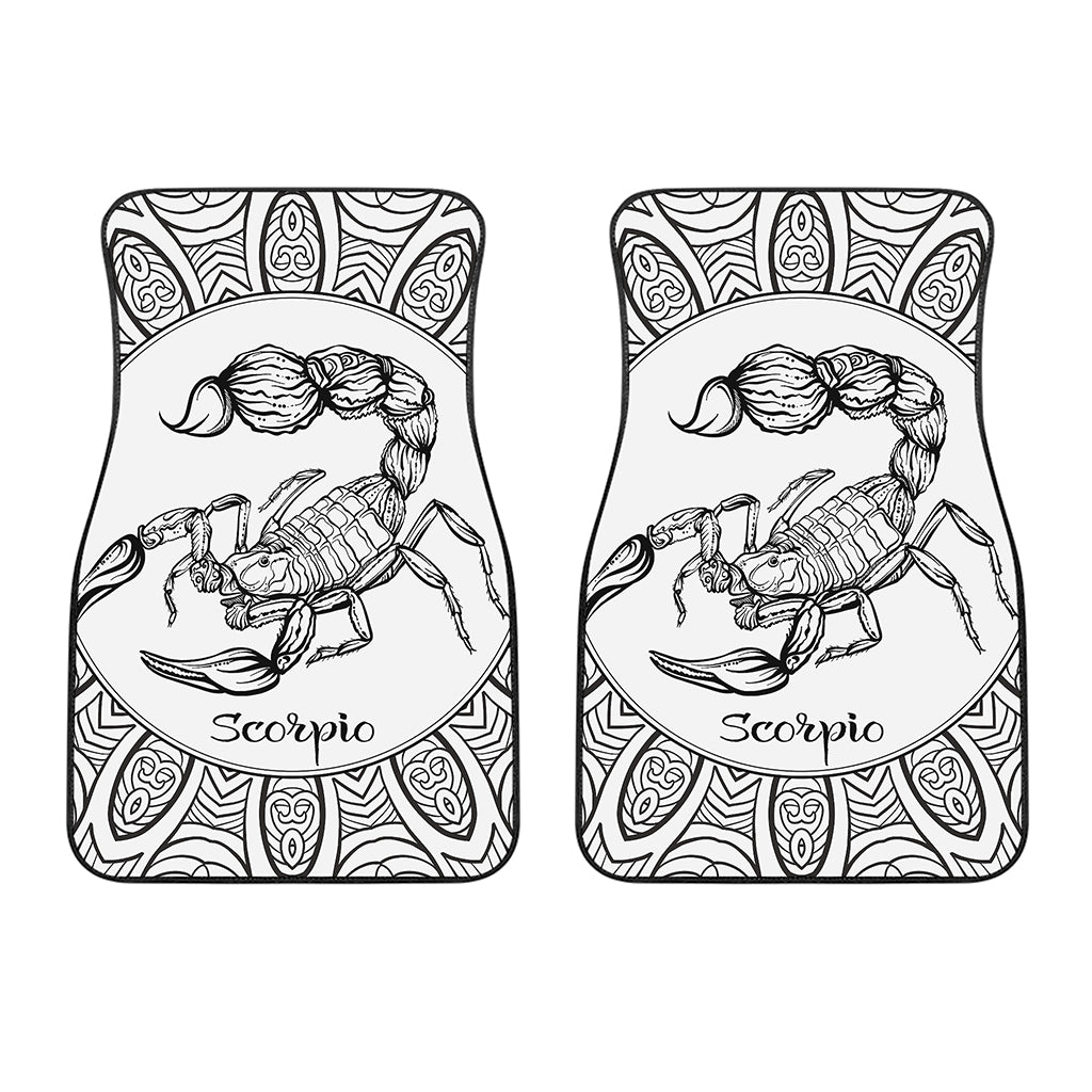 White And Black Scorpio Sign Print Front Car Floor Mats