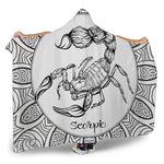 White And Black Scorpio Sign Print Hooded Blanket
