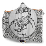 White And Black Scorpio Sign Print Hooded Blanket