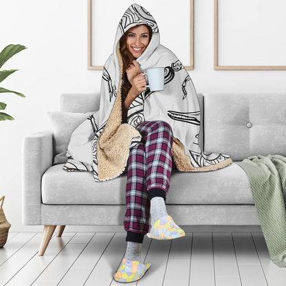 White And Black Scorpio Sign Print Hooded Blanket