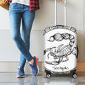 White And Black Scorpio Sign Print Luggage Cover