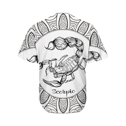 White And Black Scorpio Sign Print Men's Baseball Jersey