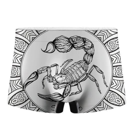 White And Black Scorpio Sign Print Men's Boxer Briefs