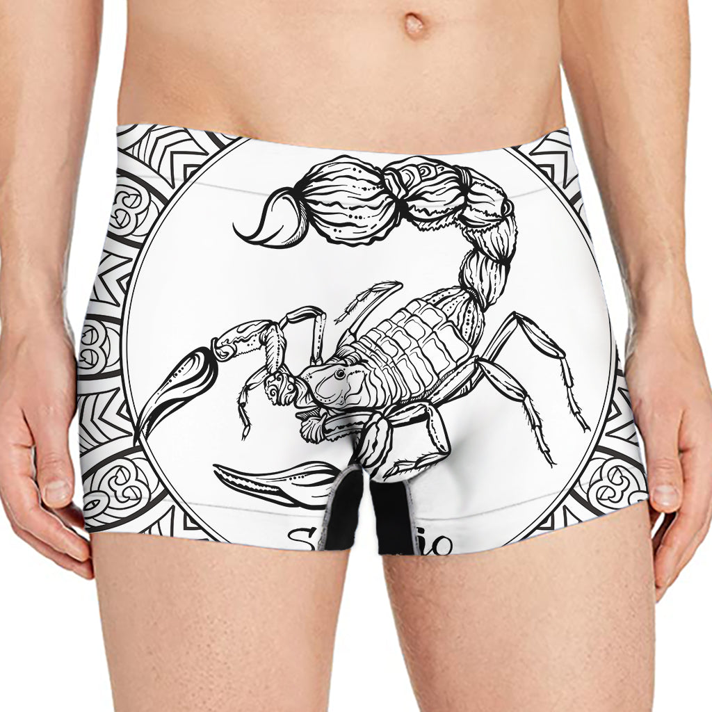 White And Black Scorpio Sign Print Men's Boxer Briefs