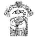 White And Black Scorpio Sign Print Men's Short Sleeve Shirt