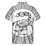 White And Black Scorpio Sign Print Men's Short Sleeve Shirt