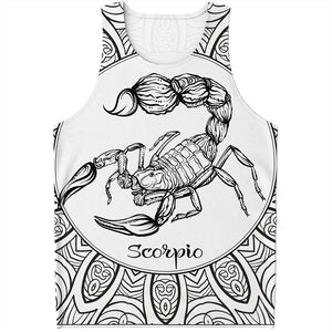 White And Black Scorpio Sign Print Men's Tank Top