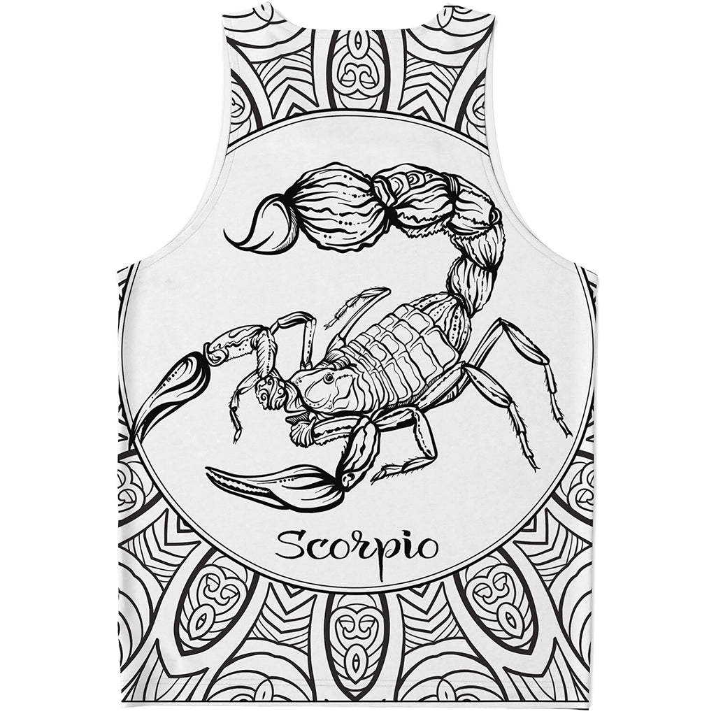 White And Black Scorpio Sign Print Men's Tank Top