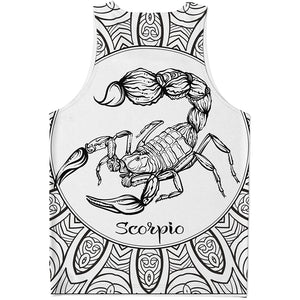 White And Black Scorpio Sign Print Men's Tank Top