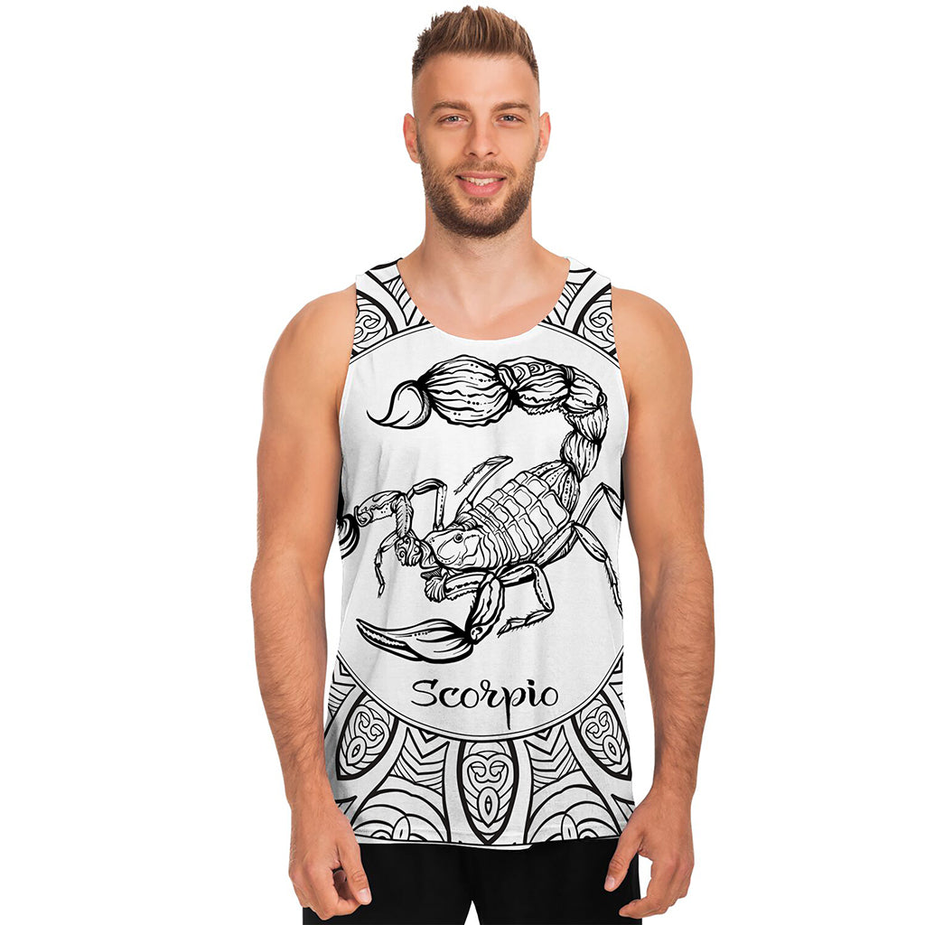 White And Black Scorpio Sign Print Men's Tank Top