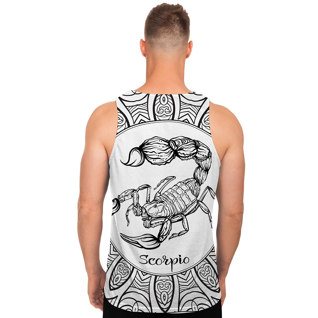 White And Black Scorpio Sign Print Men's Tank Top