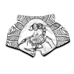 White And Black Scorpio Sign Print Muay Thai Boxing Shorts