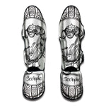 White And Black Scorpio Sign Print Muay Thai Shin Guard