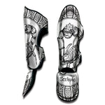 White And Black Scorpio Sign Print Muay Thai Shin Guard