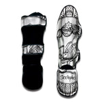 White And Black Scorpio Sign Print Muay Thai Shin Guard