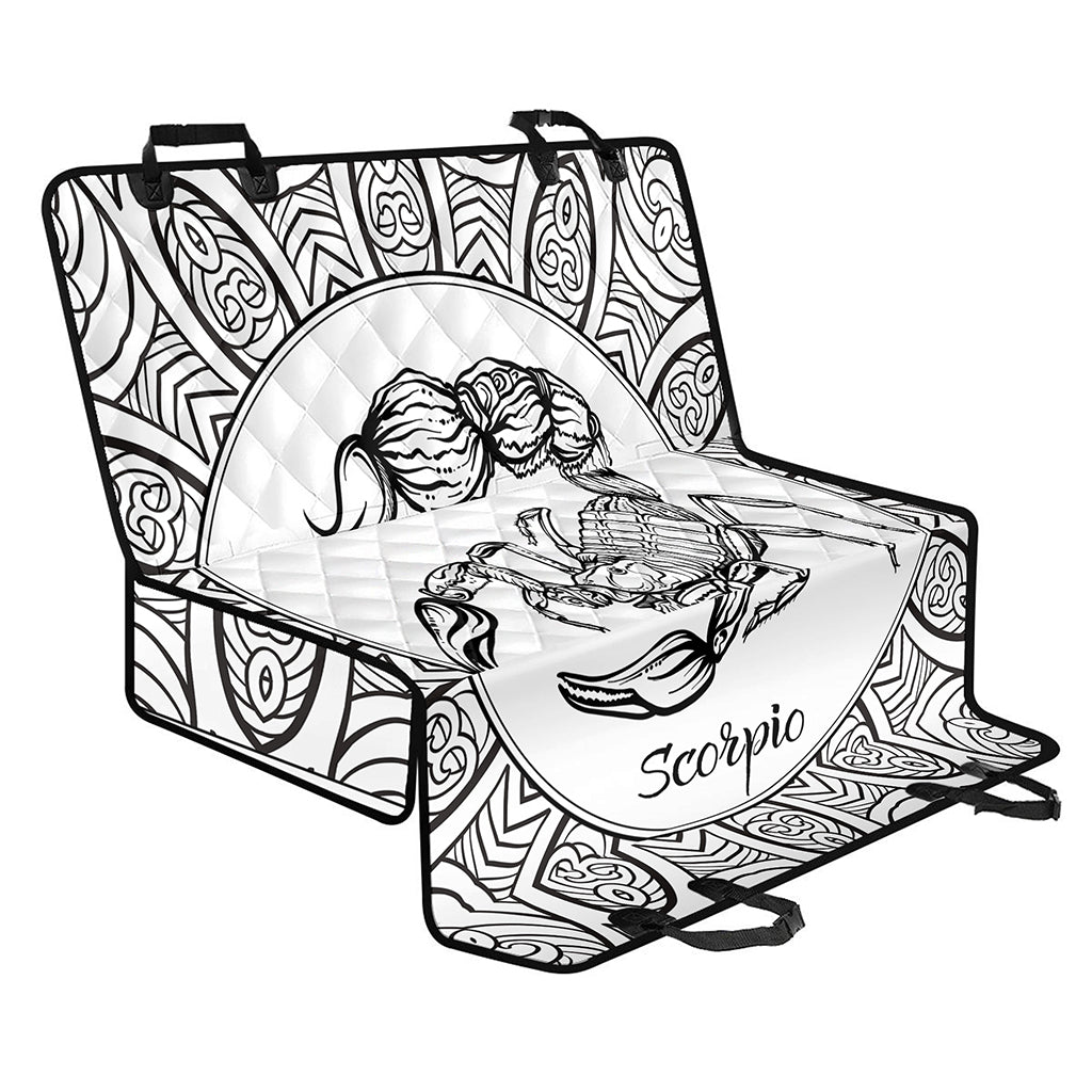 White And Black Scorpio Sign Print Pet Car Back Seat Cover