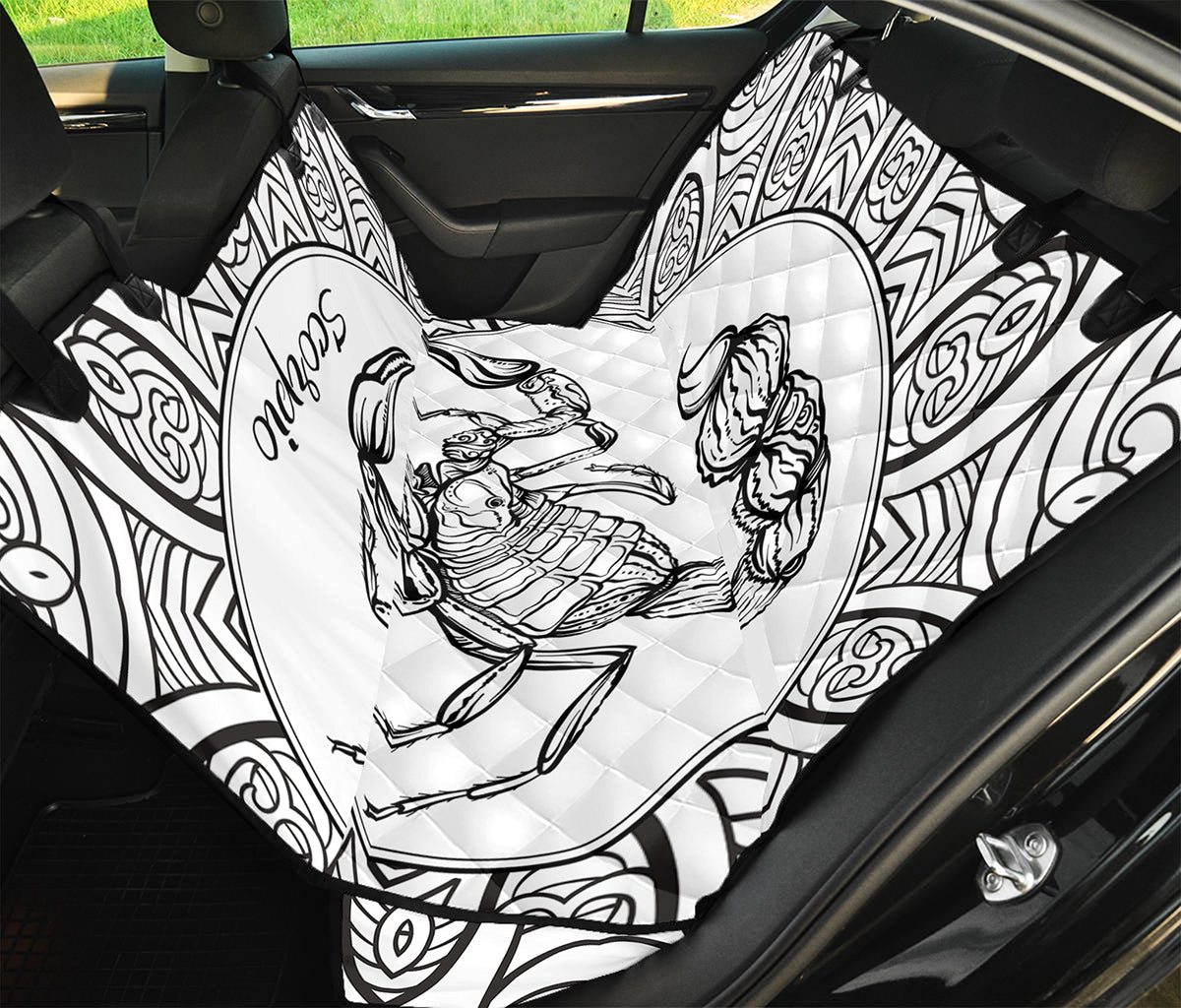 White And Black Scorpio Sign Print Pet Car Back Seat Cover