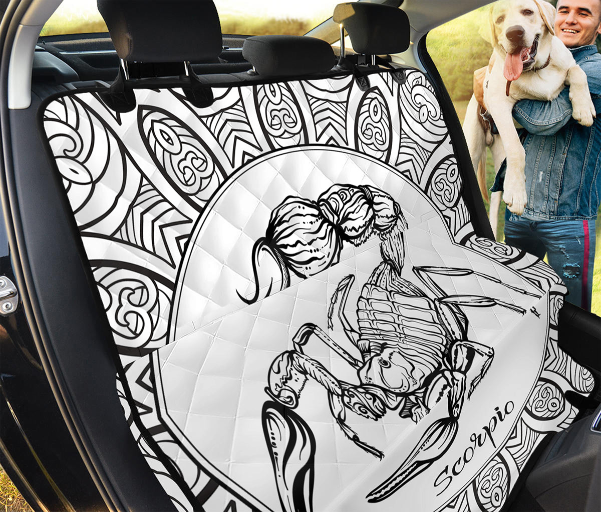 White And Black Scorpio Sign Print Pet Car Back Seat Cover