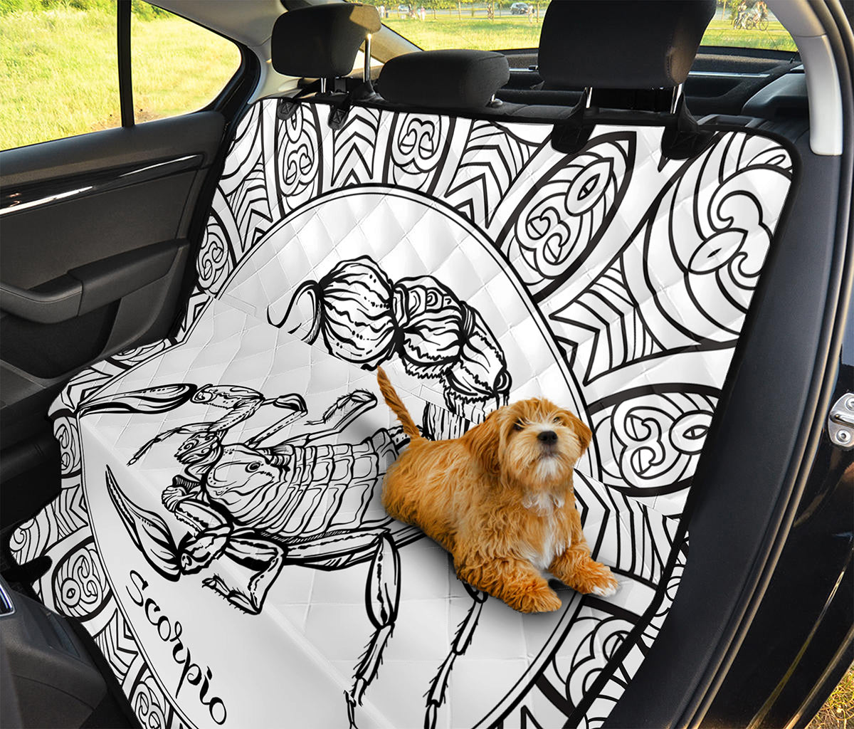 White And Black Scorpio Sign Print Pet Car Back Seat Cover