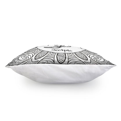 White And Black Scorpio Sign Print Pillow Cover