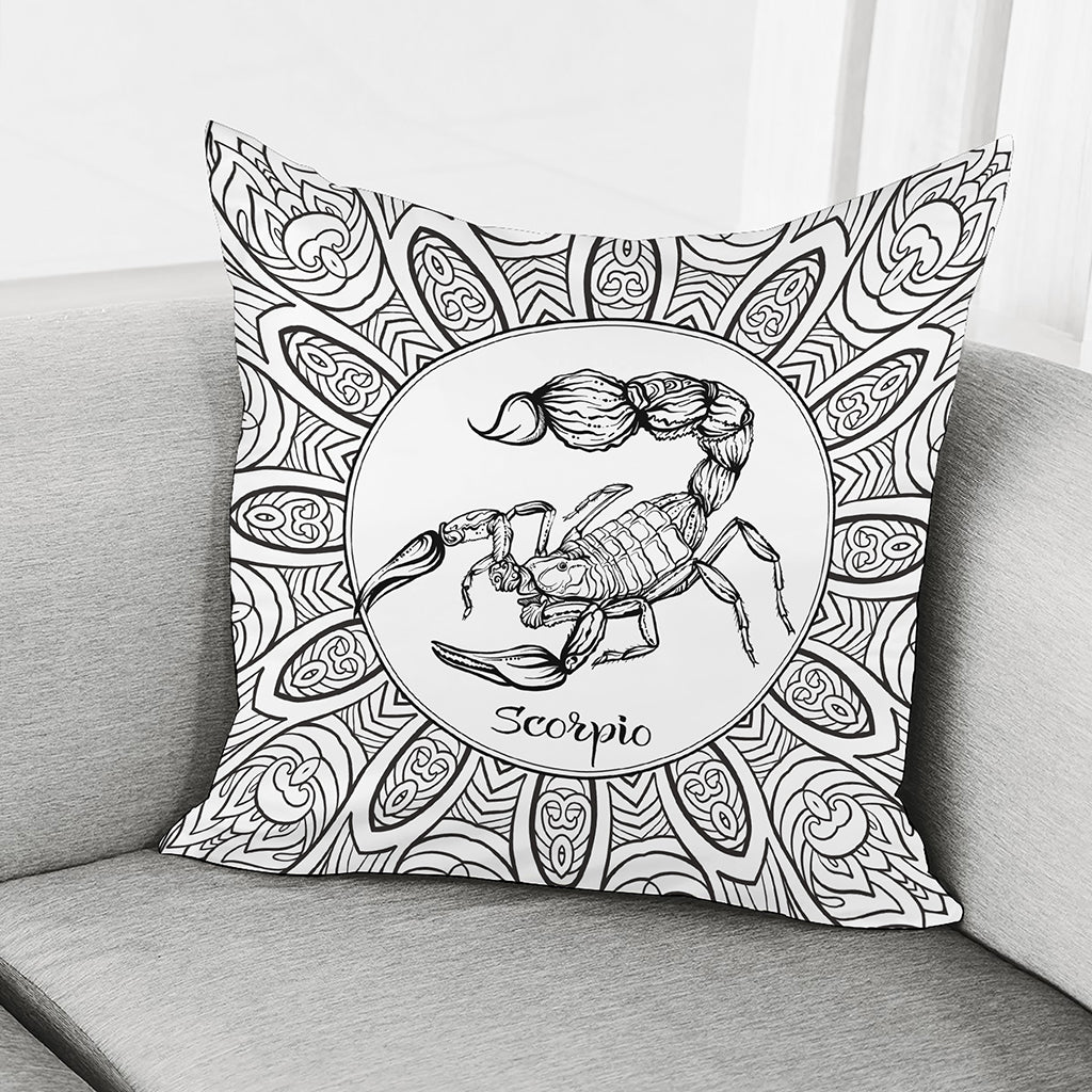 White And Black Scorpio Sign Print Pillow Cover