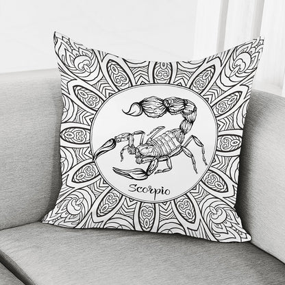White And Black Scorpio Sign Print Pillow Cover