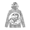 White And Black Scorpio Sign Print Pullover Hoodie