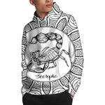 White And Black Scorpio Sign Print Pullover Hoodie