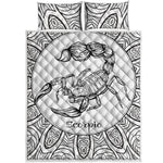 White And Black Scorpio Sign Print Quilt Bed Set